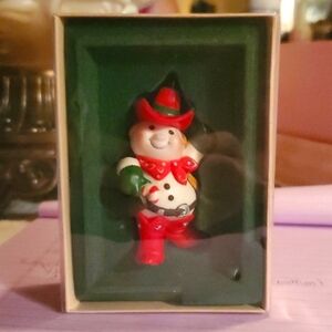 Vintage Christmas Tree Ornament Snowman Cowboy